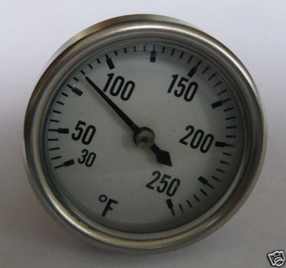 A clock hanging off the side of a gauge

Description automatically generated