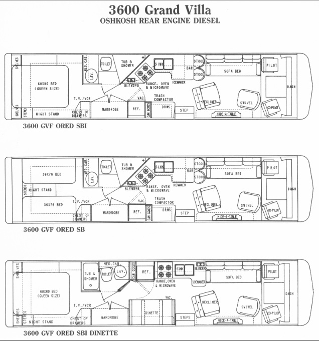 1991 Foretravel GV 3600 ORED Floorplans - All Things Foretravel